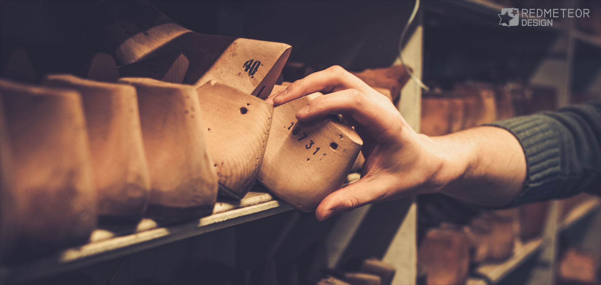 A RedMeteor shoemaker preparing a shoe pattern